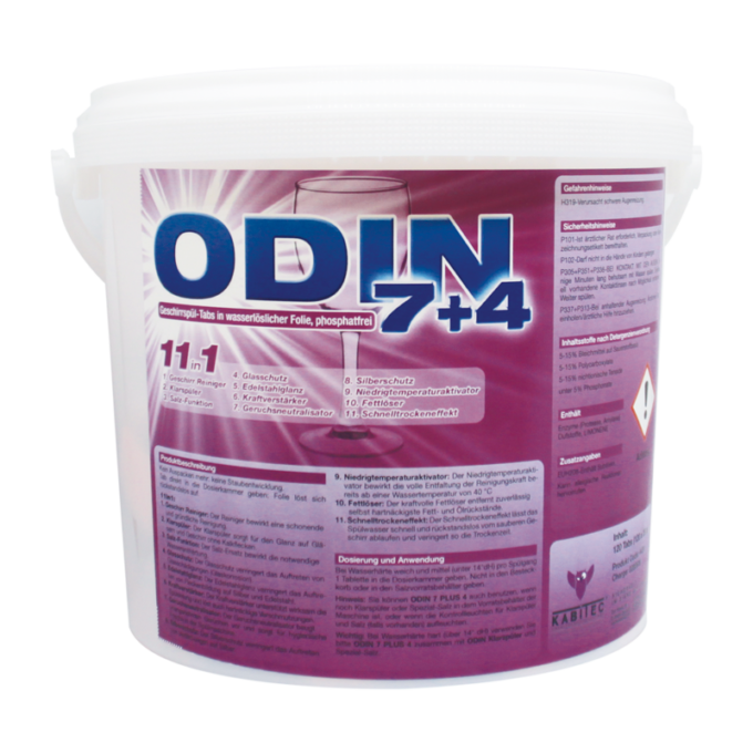 ODIN 7+4 Geschirrspül Tabs mit wasserlöslicher Folie, phosphatfrei