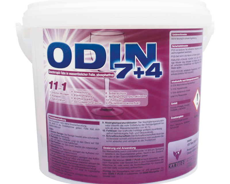 ODIN 7+4 Geschirrspül Tabs mit wasserlöslicher Folie, phosphatfrei