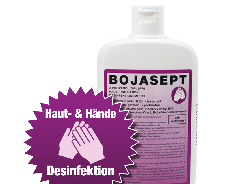BOJASEPT Hand- und Hautdesinfektion VAH zertifiziert, Kittelflasche