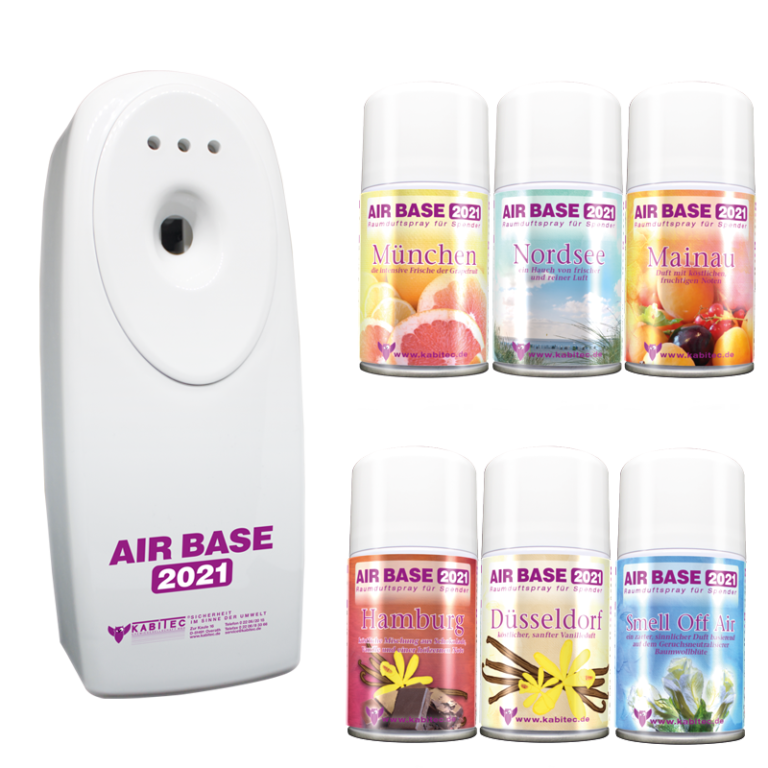 AIR BASE 2021, 6 x verschiende Duftpatronen, 1 x Duftspender