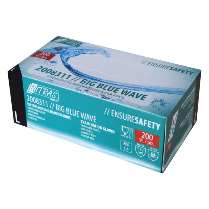 NITRAS Medical 2008311 BLUE WAVE Nitril-Einmalhandschuhe Blau