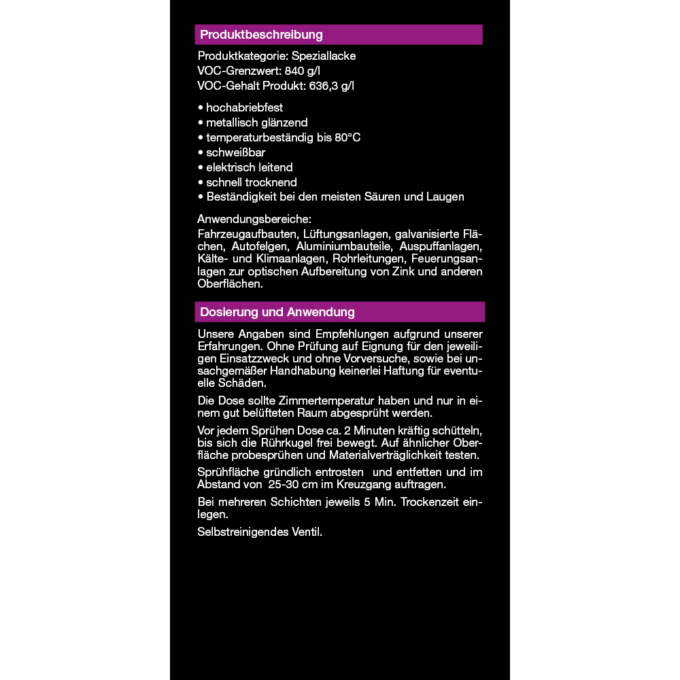 ALUTEC Anwendung Aluminium-Spray