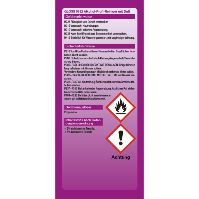 GLOSS 0312 SiHis Alkohol-Profi-Reiniger
