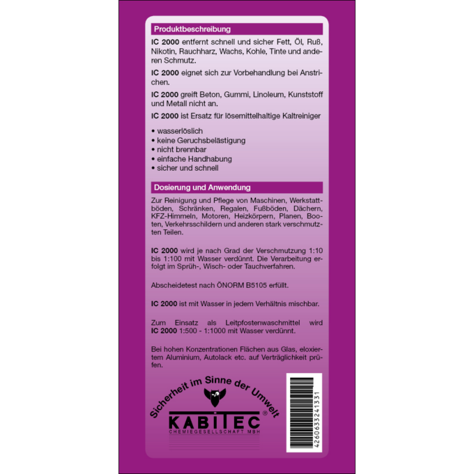 IC 2000 Anwendung Sicherheitslösungsmittel
