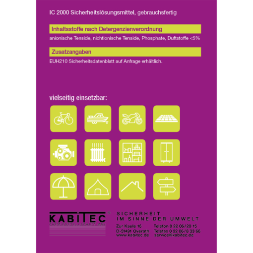 IC 2000 GF SiHis gebrauchsfertiges Sicherheitslösungsmittel ohne Duftstoffe
