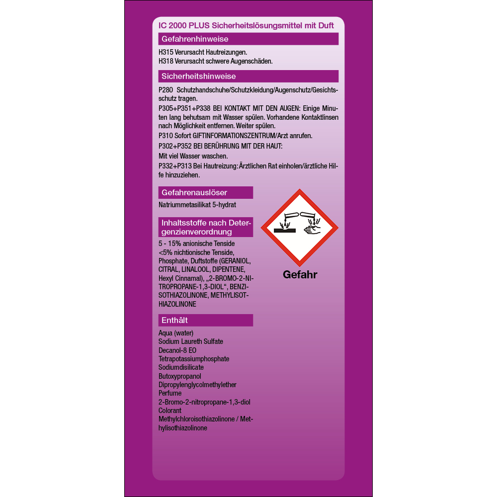 IC 2000 PLUS Industriereiniger mit Duft 1000 ml Fettlöser Nikotinentferner  Ruß - KABITEC Chemiegesellschaft mbH