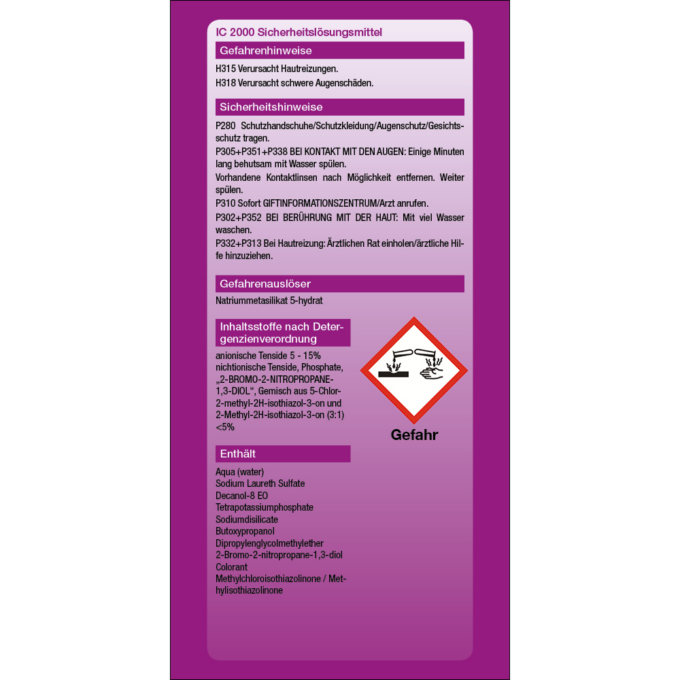 IC 2000 SiHis Sicherheitslösungsmittel