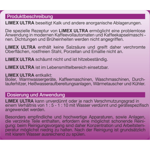 LIMEX ULTRA beseitigt Kalk & anorganische Ablagerungen