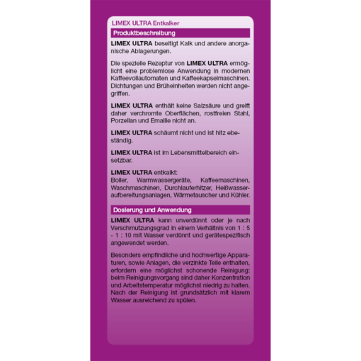 LIMEX ULTRA beseitigt Kalk & anorganische Ablagerungen