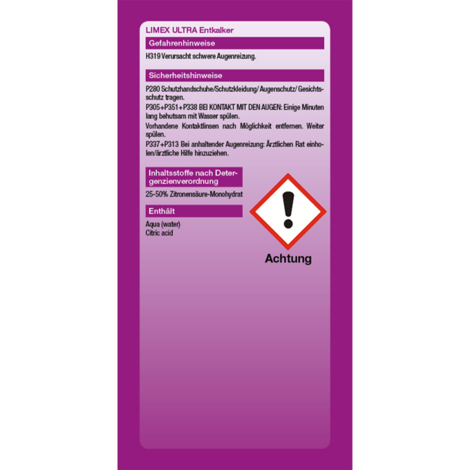 LIMEX Ultra-SiHis LIMEX ULTRA beseitigt Kalk & anorganische Ablagerungen