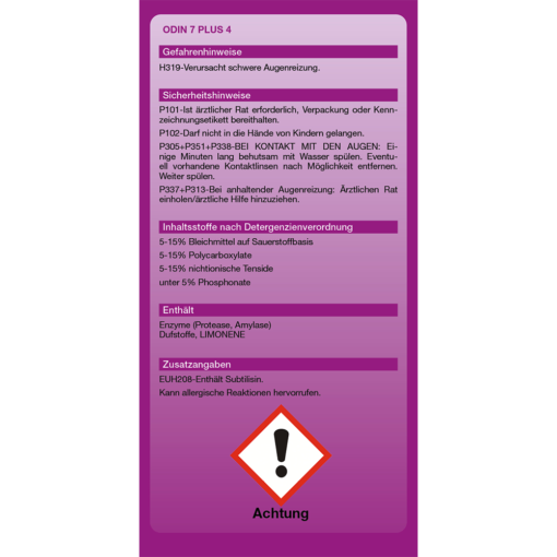 ODIN 7 PLUS 4 SiHis ODIN 7+4 Geschirrspül Tabs mit wasserlöslicher Folie, phosphatfrei