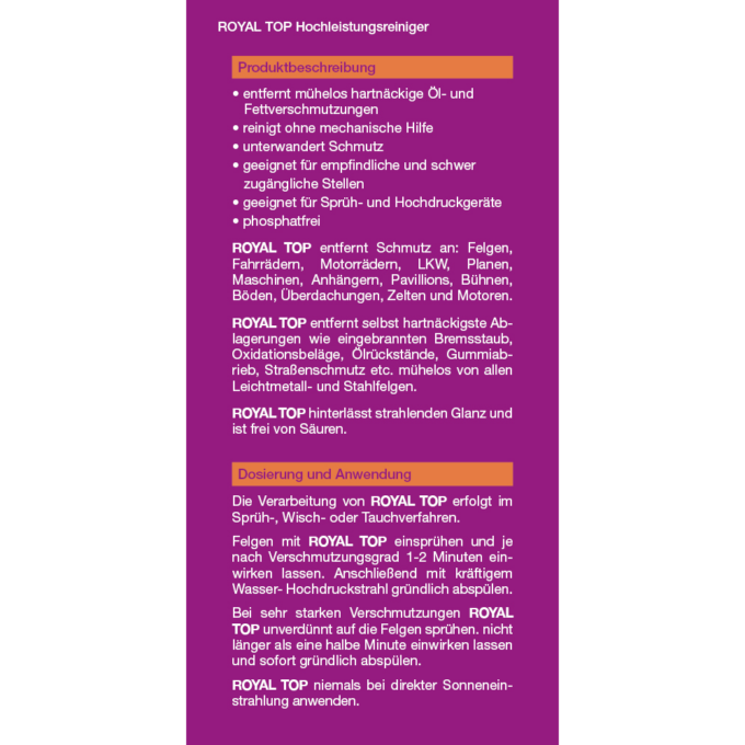 Hochleistungsreiniger gebrauchsfertig