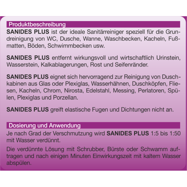 SANIDES PLUS Sanitärreiniger mit Doppelwirkung Badreiniger 5 Liter Kanister