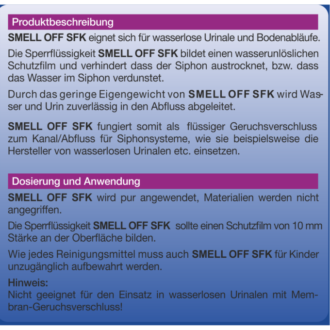 SMELL OFF SFK Sperrflüssigkeit Geruchsverschluss 5 Liter Kanister