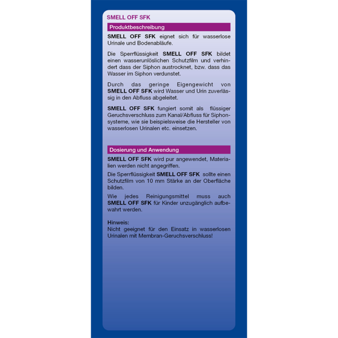 SMELL OFF SFK Anwendung Sperrflüssigkeit