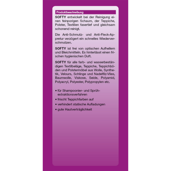 SOFTY Anwendung SOFTY Polstershampoo