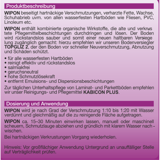 Wipon 5 Liter Kanister Beschreibung WIPON Grundreiniger Bodenreiniger 5 Liter Kanister