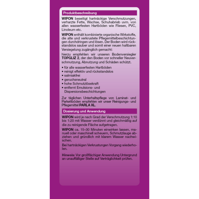 WIPON Anwendung WIPON Grundreiniger