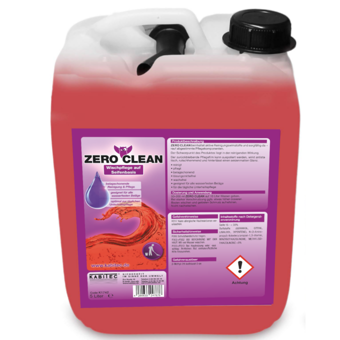 ZERO CLEAN 5 Liter Kanister ZERO CLEAN Wischpflegemittel Bodenpflegemittel 5 Liter Kanister
