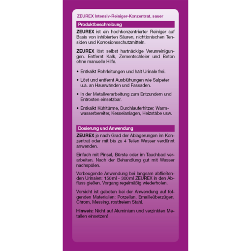 ZEUREX Anwendung Intensiv-Reiniger Konzentrat