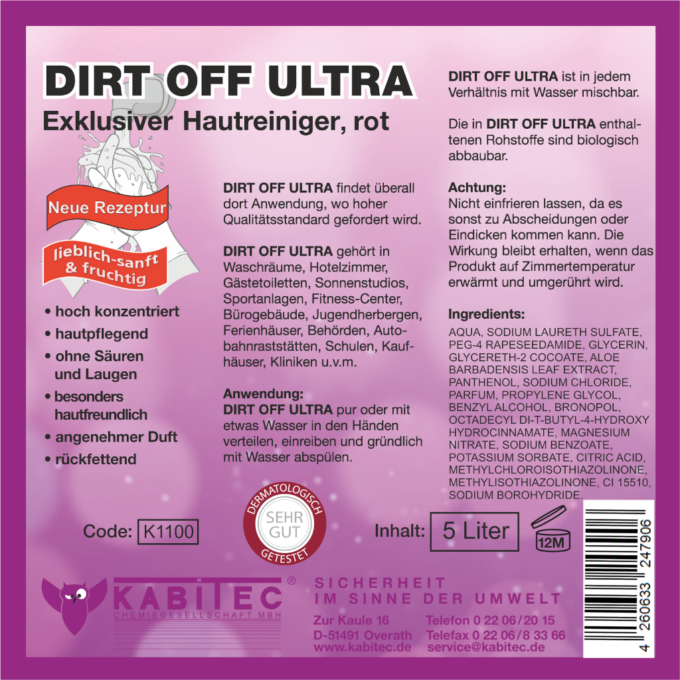 DIRT OFF ULTRA ROT 5l Kanister Etikett