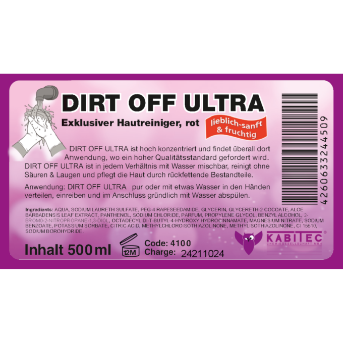 DIRT OFF ULTRA ROT 500ml Etikett DIRT OFF ULTRA ROT 500ml Etikett