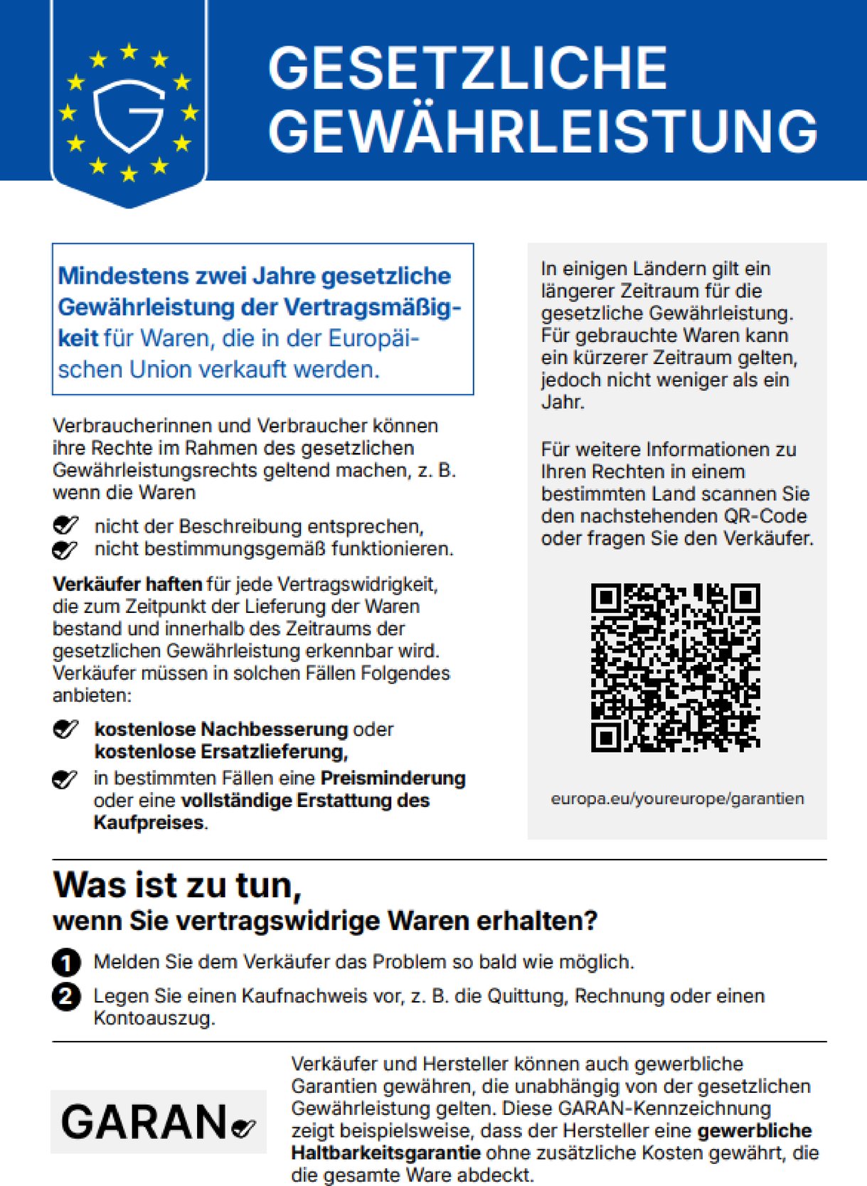GESETZLICHE GEWAEHRLEISTUNG